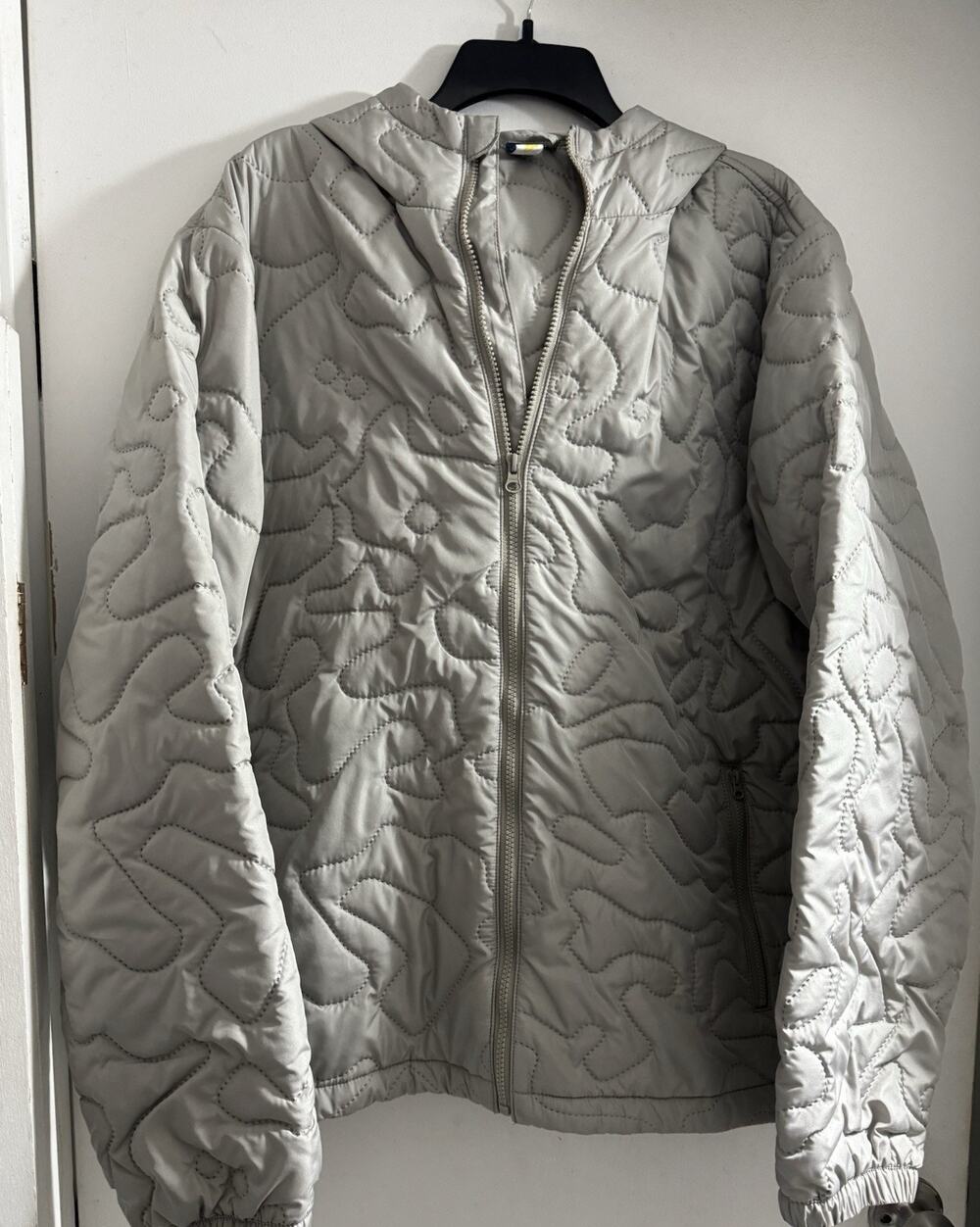 Old Navy Hooded Quilted Jacket Full Zip Pockets Zip Beige XL Water Resistant